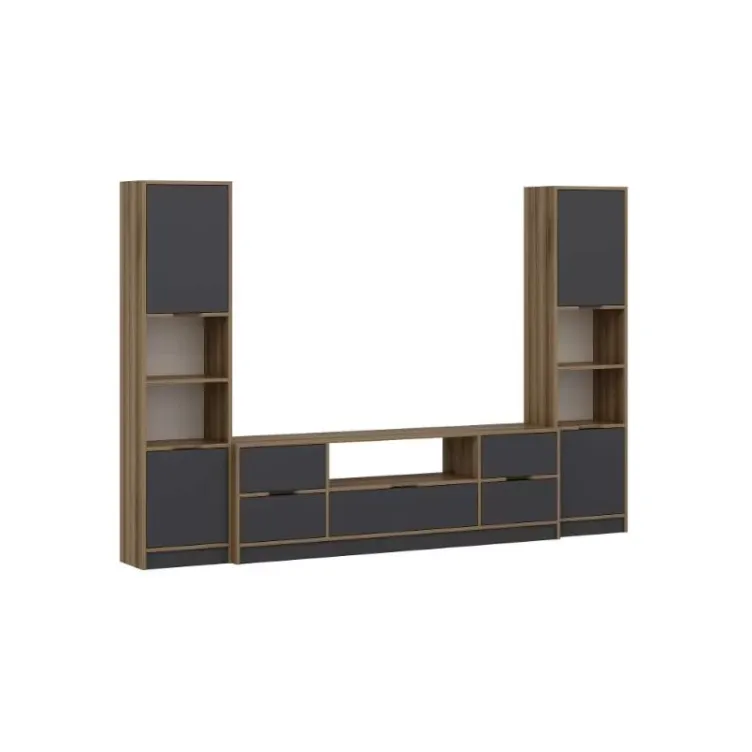 Tv komoda Elina sa 5 vrata I 2 police za knjige antracit boji