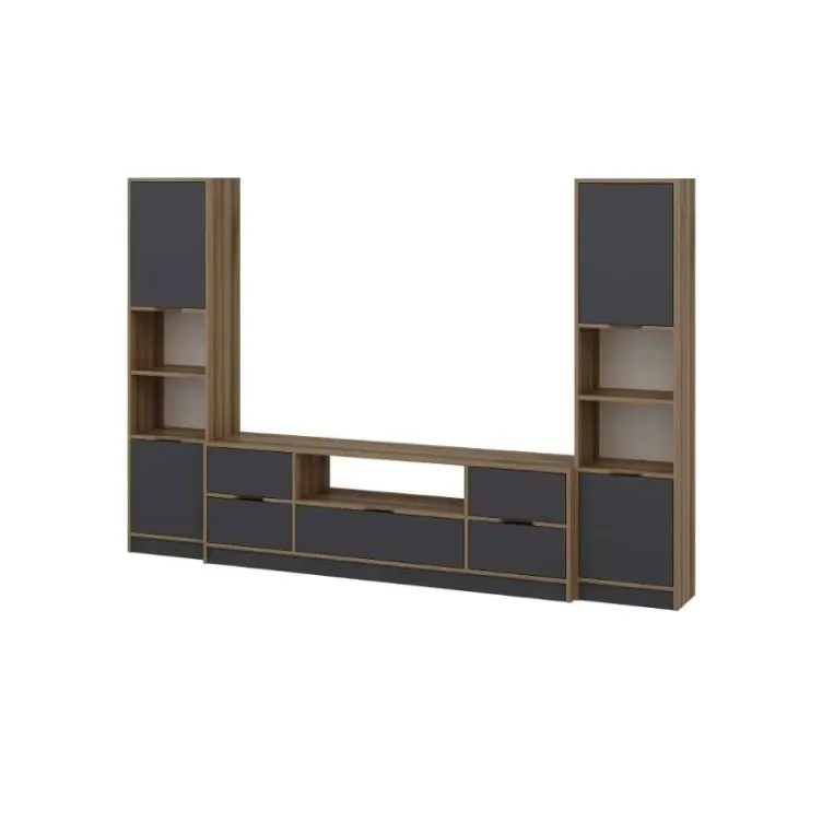 Tv komoda Elina sa 5 vrata I 2 police za knjige antracit boji