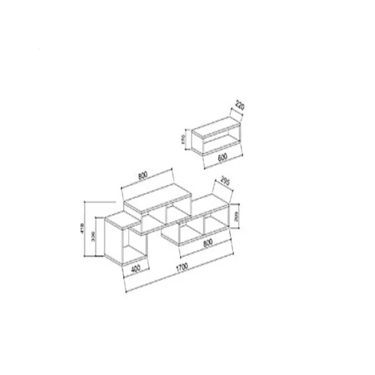 Tv komoda kaskadna - belo crvena sa zidnom policom