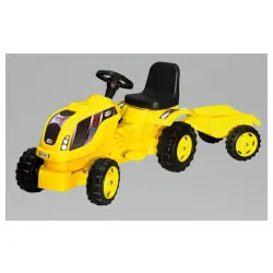 Traktor sa prikolicom, jednobojni žuti