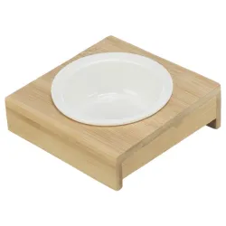 Set keramičkih činija na stalku od bambusovog drveta 0.25l 12cm 15x5x15cm bela činije