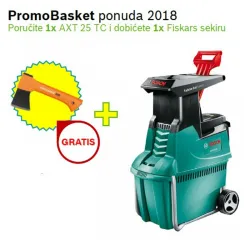 Seckalica drobilica grana Bosch AXT 25 TC + Fiskars sekira