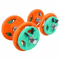  Gumirani tegovi ukupno 20 kg + 2 Kratke šipke sa sigurnosnim oprugama