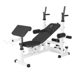 Benč klupa sa dodacima za vežbanje (Multifunkcionalna / Bela)