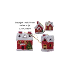 Novogodišnji ukras svećnjak kućica