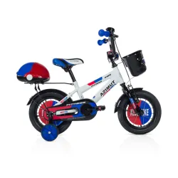 12“ Fitness bicikl Azimut za dečake – Prvi koraci u svet sporta!  U plavo-crvenoj kombinaciji sa primesama belog rama koji odmah privlači pažnju, Fitness Azimut bicikl je pravi izbor za decu od 2 do 4 godine koja obožavaju pokret i akciju. Sportski izgled ga čini zanimljivim na prvi pogled, a praktične korpice doprinose funkcionalnosti – prednja je idealna za omiljene sitnice, dok se zadnja korpa otvara, pa u nju lako mogu da se spakuju igračke, užina ili bilo šta što dete voli da ponese u vožnju.  V-brake 