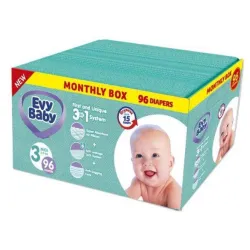 Pelene za bebe Evy baby Box 3 Midi 5 - 9kg, 96kom, 3u1