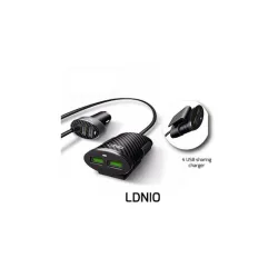 LDNIO USB Car Charger 4 USB Ports 5V/5.1A 25.5W Black