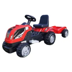 Traktor na akumulator sa prikolicom MMX crvena