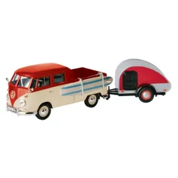 Metalni auto 1:24 volkswagen trailer surf pickup 