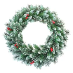 Božićni vijenac za vrata zeleni snijeg bobice 40 cm