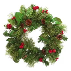 Božićni venac za vrata 40 cm zeleno-crveni