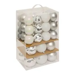 Set novogodišnje dekoracije bela srebrna 60 kom