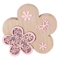 Lampa led noćna drvena roze 