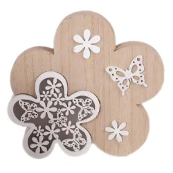 Lampa led noćna drvena bela 