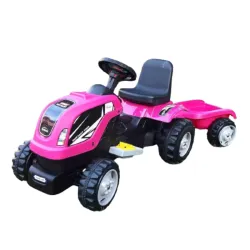 Traktor na akumulator sa prikolicom MMX roze