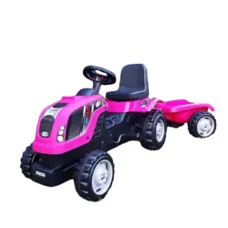 Traktor na pedale MMX sa prikolicom roze