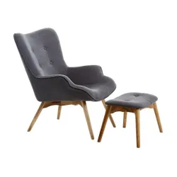 Fotelja Eho sa tabureom siva/hrast