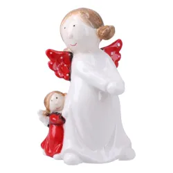 Rabbler, novogodišnja figura, keramička, dva anđela, 16.5cm