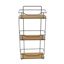 Polica trostruka 57x26,5x11,5cm bambus mat crna