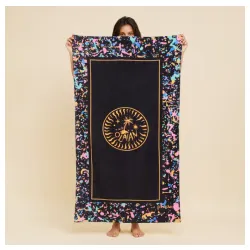 Peškira za plažu crni sa printom