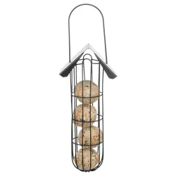 Hranilica sa krovom metalna, 11 × 25 × 10 cm crna