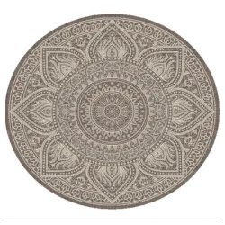 Tepih outdoor okrugli slonova kost/srebrno /taupe 200cm