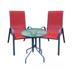 Baštenski set Sto i Dve crvene stolice