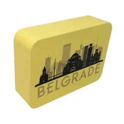 Metalna kutija Belgrade 14,2x10x3 cm zlatno žuta 
