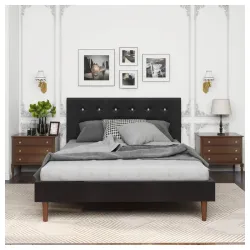 Versaj Bračni Krevet 216X164X108 cm - Crni + Forma Dušek za Bračni krevet 160x200 cm