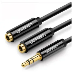 AUX M na 2xAUX F kabl 25cm Ugreen AV134 crni 20816