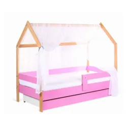 Krevet kućica sa fiokom i dušekom 160x80 Domek-Roze bukva