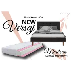 Versaj Bračni Krevet 216X164X108 cm - Crni + Madison Dušek za Bračni krevet 160x200 cm