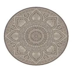 Tepih outdoor okrugli slonova kost/srebrno /taupe 160cm