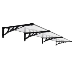 Nadstrešnica ravna 300x90 crna providna 5mm leksan