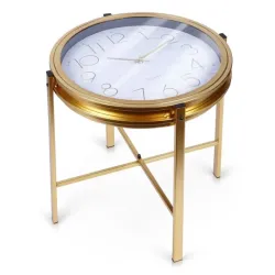 Vilde 569726 Zlatni metalni sto sa ugradjenim satom 42x40 cm