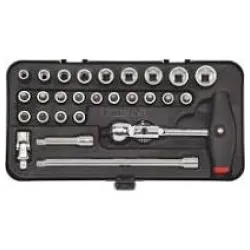 Set ZEBRA 1/4" nasadnih ključeva sa obrtnom T račnom, 27 komada