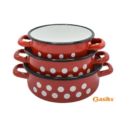 Emajlirane šerpe set od 3 crvene