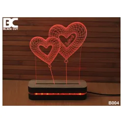 3D lampa Dva Srca zelena