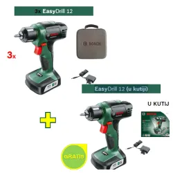 Aku bušilica Bosch EasyDrill 12 3 kom + EasyDrill 12(u kutiji) GRATIS