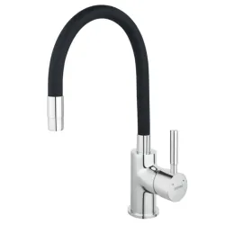 Slavina za sudoperu stojeća sa fleksibilnim izlivom zubma crna