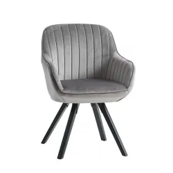 Fotelja baršunasto siva sa crnim nogama