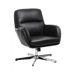 Fotelja veštačka koža crna-brušeni hrom