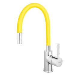Slavina za sudoperu stojeća sa fleksibilnim izlivom zubma žuta