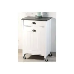 Višenamenski ormarić sa točkićima i kantom za otpatke beli