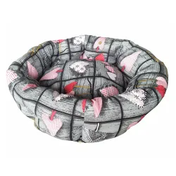 Krevet za pse i mačke sivi sa srcima 2 veličine