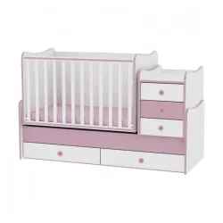 Krevetac za bebu drveni Maxi Plus roze beli