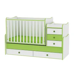 Krevetac za bebu drveni Maxi Plus zeleno beli