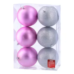 Icy, novogodišnja kugla, srebrno pink, 12cm, 6K