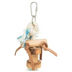 Igračka za papagaje kanapi i kožne tračice 35cm